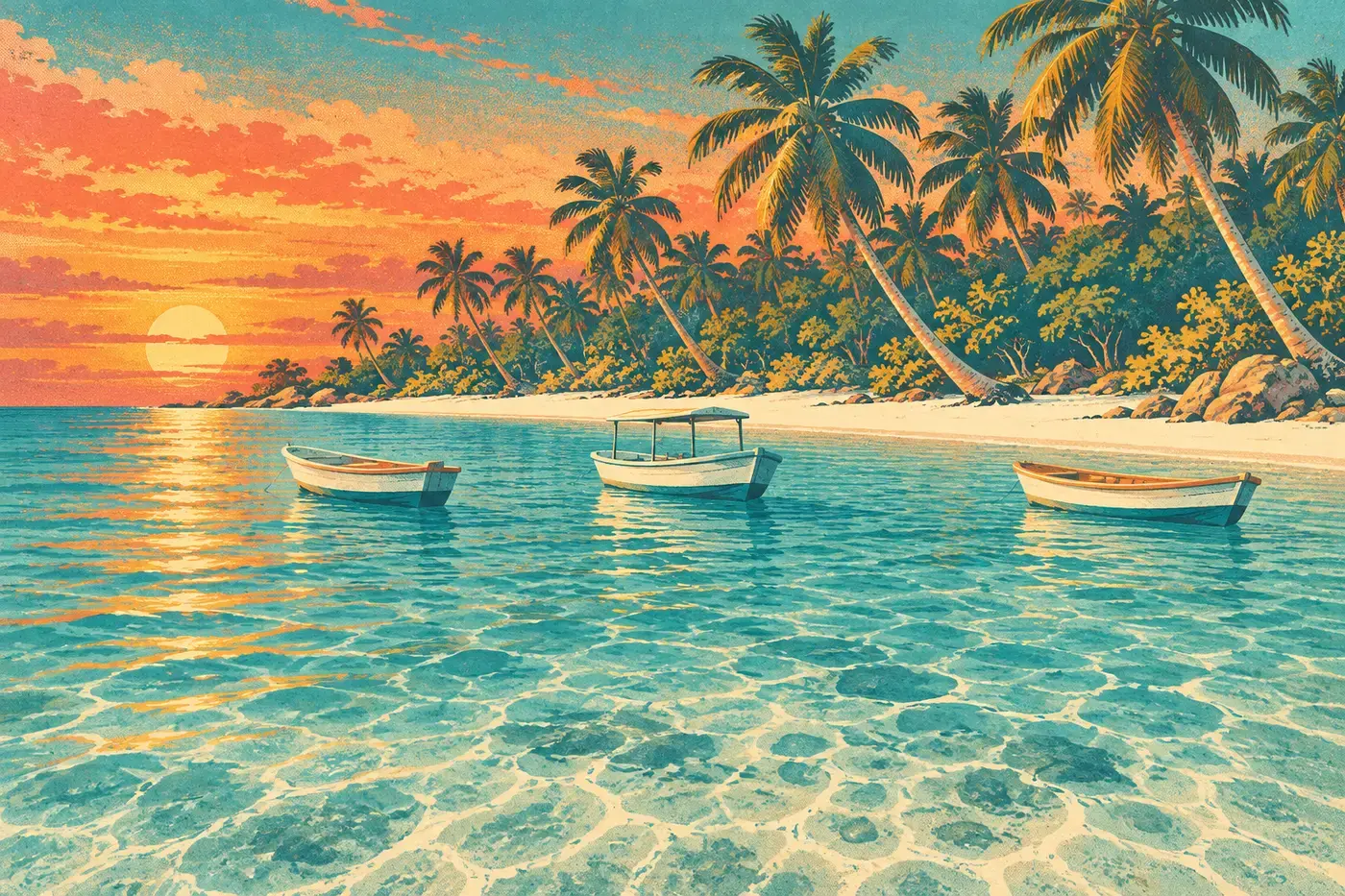 Saona Island's palm-lined shore from the water.