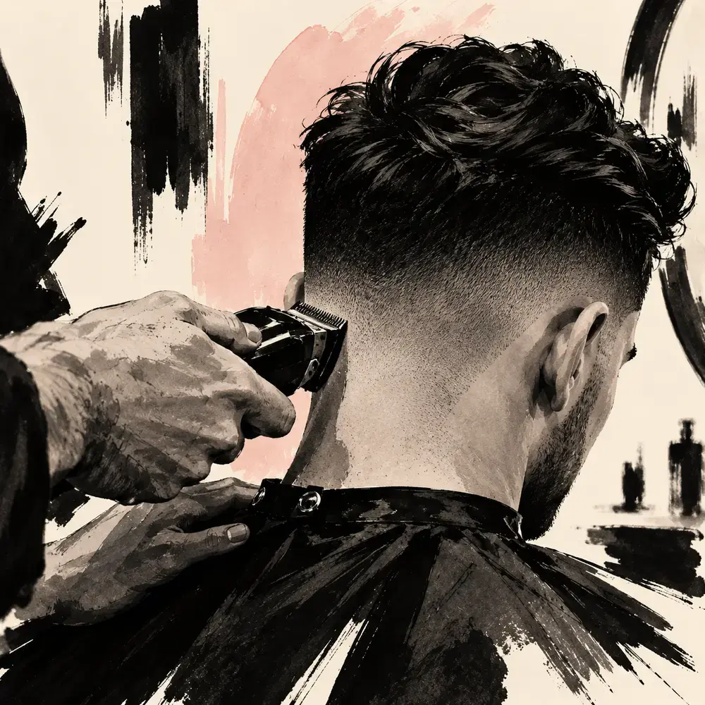 Close-up of a fresh fade.